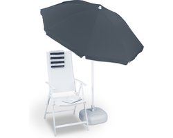 parasol - Ø180 cm - in hoogte verstelbaar - kantelbaar - polyester - staal - grijs
