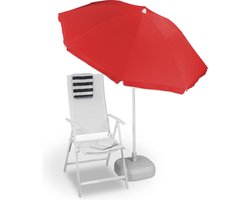 parasol - Ø180 cm - in hoogte verstelbaar - kantelbaar - polyester - staal - rood