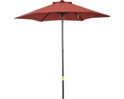 Parasol - Ø196 cm - Knikparasol Draaibaar Zeshoekig - Polyester - Wijnrood