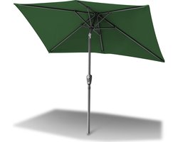 Parasol Ø300x200 cm - Grote Rechthoekige Stokparasols met Zwengelsysteem - Zonwering voor Balkons, Tuinen en Terrassen - Stevig Frame - Groen