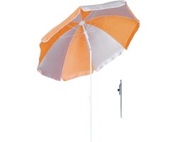 Parasol - Oranje/wit - D120 cm - incl. draagtas - parasolharing - 49 cm