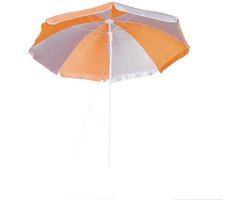 Parasol - oranje/wit - D120 cm - UV-bescherming - incl. draagtas