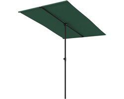 Parasol Rechthoekig - 200 x 150 cm - Groen - Aluminium Paal - In Hoogte Verstelbaar & 180° Draaibaar - UV-bestendig & Kantelbaar - Ideaal voor Balkon en Tuin