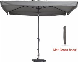 Parasol rechthoekig kantelbaar 300 x 200 Lichtgrijs met beschermhoes | Prachtige rechthoekige Madison parasol Delos | Topkwaliteit parasols rechthoek