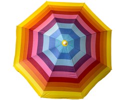 Parasol - regenboog - gestreept - D200 cm - UV-bescherming - incl. draagtas - strandparasol