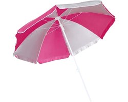 Parasol - roze/wit - D120 cm - UV-bescherming - incl. draagtas
