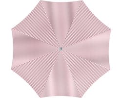 Parasol - roze/wit - gestreept - D180 cm - UV-bescherming - incl. draagtas