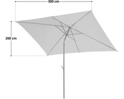 Parasol set met parasolvoet beton 3x2m balkonscherm rechthoekig met zonwering mat