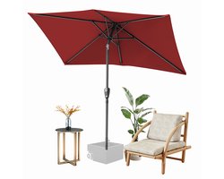 Parasol - Tuin - 140x210 cm - Stokparasol - UPF 50+ - 30° Kantelbaar - Waterdicht - Balkonparasol - Zweefparasol - Rood
