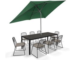 Parasol - Tuin - 200x300 cm - Stokparasol - UPF 50+ - 30° Kantelbaar - Waterdicht - Balkonparasol - Zweefparasol - Groen