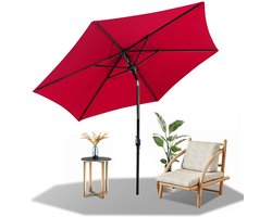 Parasol - Tuin - 270CM - Stokparasol - UV50+ - 30° Kantelbaar - Waterdicht - Balkonparasol - Zweefparasol - Rood