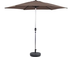 Parasol tuin tuinparasol recht aluminium "Sol" - Rond - Ø 3m - Taupe - grijs bruin - Met parasolvoet voor parasoltegels
