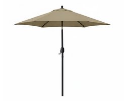 Parasol Tuinparasol met Stalen Frame - Draaimechanisme - Waterafstotend - 200x200x220cm - Kaki - Zonder Voet - Stokparasol voor Balkon Terras Tuin