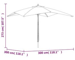 Parasol – Tuinparasol – Stokparasol – Zwembadparasol – Strandparasol – Houten Paal – Zandkleurig – 300x300x273 cm – UV-Bescherming – Waterafstotend