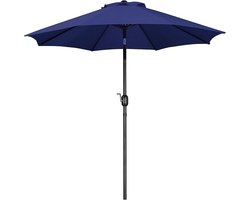 Parasol voor Balkon Ø270/230 cm – Ronde Terrasparasol met Zwengelbediening en Knikfunctie, Richtbare Schaduw en UV-bescherming UPF 50+ Donkerblauw