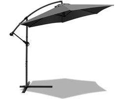 Parasol Zeshoekige Offsetparasol 180 gr-m2 UV-bescherming Hoogte 235 cm Stalen Ribben Grijze Beschermhoes - Verstelbaar Afneembaar Parasol