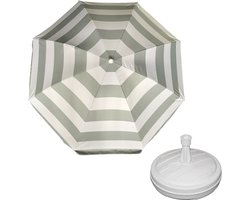 Parasol - Zilver/wit - D160 cm - incl. draagtas - parasolvoet - 42 cm