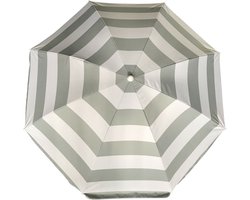 Parasol - zilver/wit - gestreept - D180 cm - UV-bescherming - incl. draagtas