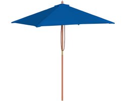Parasol | Zonnescherm | Tuinparasol met houten paal 150x200 cm blauw
