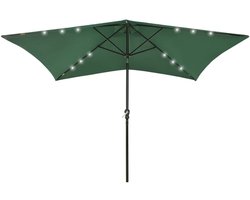 Parasol | Zonnescherm | Tuinparasol met LED's en stalen paal 2x3 m groen