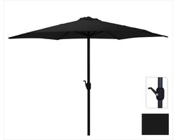 Parasol Zwart Ø300 cm voor Tuin en Terras | met Handig Opdraaisysteem