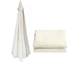 Parasoldoek, vervangend doek voor parasols buiten, vervangende parasolhoes, regen- en zonwerend doek, parasoldoek voor in de tuin, vervangende parasolkop met 6 armen voor terras/tuin/zwembad/zwevende parasol (2,7 m) - gebroken wit - 2.7m