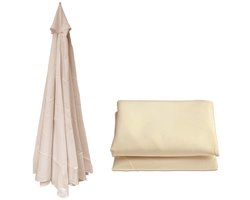 Parasoldoek, vervangend doek voor parasols buiten, vervangende parasolhoes, regen- en zonwerend doek, parasoldoek voor in de tuin, vervangende parasolkop met 6 armen voor terras/tuin/zwembad/zwevende parasol (3m) - Beige