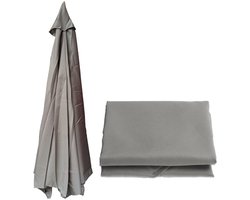 Parasoldoek, vervangend doek voor parasols buiten, vervangende parasolhoes, regen- en zonwerend doek, parasoldoek voor in de tuin, vervangende parasolkop met 6 armen voor terras/tuin/zwembad/zwevende parasol (3m) - Lichtgrijs