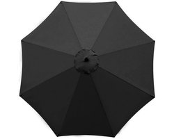 Parasoldoek - Vervangend parasoldoek - Bescherming tegen zon en regen - 3 meter met 6 baleinen - Alleen doek zonder stok - Polyester - Vervangdoek voor buitentafel tuinparasol - zwart
