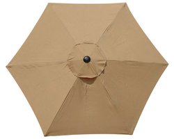 Parasoldoek - Vervangend parasoldoek - Bescherming tegen zon en regen - 3 meter met 6 baleinen - Alleen doek zonder stok - Polyester - Vervangdoek voor buitentafel tuinparasol - Khaki
