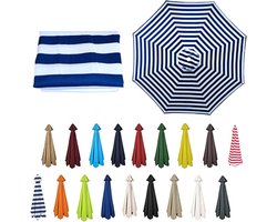 Parasoldoek Vervanging - Tuinparasol Doek - Terras Beschermen - Waterdicht UV Bestendig - 3.30m 8 Baleinen - Blauw Wit
