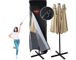 Parasolhoes 420D Oxford Waterdicht – 180x70x70 cm – Beschermhoes voor Dubbele Tuinparasol – UV-bestendige Outdoor Hoes – Grote Parasolhoes voor Parasol Ø390-450 cm – Weerbestendige Cover voor Terrasparasol