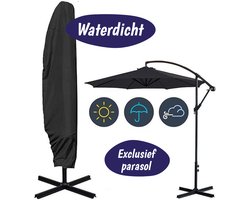 Parasolhoes Met Rits en Trekkoord – Beschermhoes Voor Zweefparasol & Staande Parasol – Waterdicht Afdekhoes – Hoes Voor Hangparasol – Inclusief Opberghoes – Zwart - 205 cm