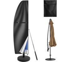 Parasolhoes - Parasolhoes voor Zweefparasol - Tot 300cm - Waterdicht - Oxford 420D - Weerbestendig Robuust - met Rits en Stok - voor Tuin, Strand, Balkon - Zwart