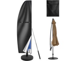 parasolhoes - parasolhoes waterdicht - parasolhoes met rits en stok - parasolhoes zweefparasol - oxford 420d - weerbestendig robuust - voor tuin, strand, balkon - parasolhoes met stok - 265 cm - Zwart