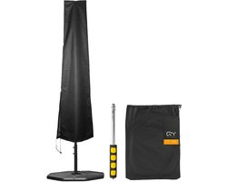Parasolhoes staande parasols Parasol beschermhoes met rits en stok - Weersbestendig - 235 cm - zwart