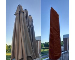 Parasolhoes voor Dubbele Parasol - Zwart - 250x55x60 cm - 3 Koppige parasolhoes - RED Label