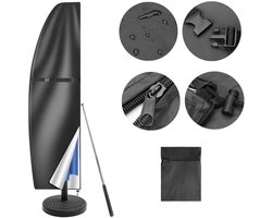 Parasolhoes voor Zweefparasol - Oxford 210D - 205x57cm - dekzeil - Met Rits en Stok - waterdicht - uv-bestendig - sneeuwbestendige - voor parasols van 7 tot 11 ft - afdekking voor balkonparasol, marktparasol, tuinparasol - Tot 400cm - Zwart