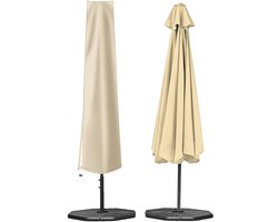 Parasolhoes - Weersbestendige Parasolhoes - Waterdichte parasolhoes - Met rits, trekkoord - 190cm×50cm×30cm - Weerbestendig Robuust - UV-bestendig - Geschikt Voor gebroken wit - patio, tuin, tuinmarkt, parasolhoes