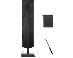 Parasolhoes - Weersbestendige Parasolhoes - Waterdichte parasolhoes - met ritssluiting en stang - 190cm×50cm×30cm - Weerbestendig Robuust - UV-bestendig - Geschikt Voor patio, tuin, tuinmarkt - zwart