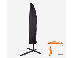 Parasolhoes - Zwarte waterdichte parasolhoes uit één stuk - Staande parasol - Weerbestendig - Met paal - Waterdicht, stofdicht, weerbestendig - Geschikt voor zweefparasols en staande parasols