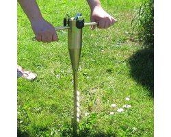 Parasolhouder / parapluhouder / metalen grondpen om in te draaien/droogmolen houder/standvoet/masthouder, inschroefbare bodemhuls massief, verzinkt plaatstaal, geel