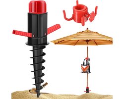 Parasolhouder - Parasolvoet - Parasolstandaard - Voor Parasols Van 22 Tot 32 Mm - Beach Umbrella Skewer - Parasolboor - Parasolharing - Kan Gebruikt Worden Om Parasols, Vlaggenmasten En Golfclubs Te Bevestigen - Rood En Zwart