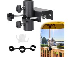 Parasolhouder voor balkon - Parasolklem - Houder voor Parasol - voor Stokdiameter 23-38mm - Leuning binnen 6 cm - Geen Parasolvoet Nodig - Speciaal Ontworpen voor Balkon - Parasolklem Balkon - Parasolhouder - Voor tuin, balkon, terras en veranda