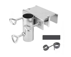Parasolklem - Klem voor parasol - Gegalvaniseerd ijzer - Parasolhouder - Parasolvoeten - Geen Parasolvoet Nodig - Paraplu Deck Mount Bracket - Paraplupalen klem - Geschikt voor tuinen, terrassen, balkons, balustrades - Voor Stokdiameter 38mm - Zilver