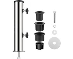 Parasolpen - Paraplupaalbevestiging - Parasolharing - Parasolboor - Universele paraplustandaard voor buiten - Vervangende onderdelen voor parasolvoeten - Paraplupaalbevestiging van roestvrij staal - Zware vlaggenmastbevestiging - Zwart