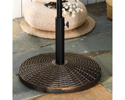 Parasolstandaard 25 kg parasolhouder rotan look mandstandaard voor parasols Ø35/Ø38/Ø48 mm antiek brons Ø53 x 40 cm