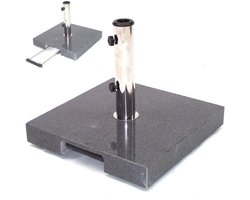 Parasolstandaard Graniet - Paraplustandaard Wielen - Terras Stabiliseren - Massieve Steen Met Trolley - 35 kg - Grijs Gespikkeld