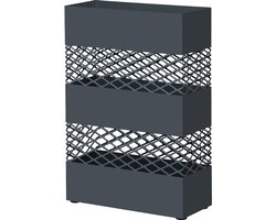 Parasolstandaard van metaal, rechthoekige paraplustandaard, 28 x 12 x 41 cm, met wateropvangbak, roosterdesign, antraciet LUC02AG