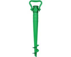 Parasolstandaard voor gebruik op het strand of op de grond, met propeller die in het zand geschroefd kan worden - Groen